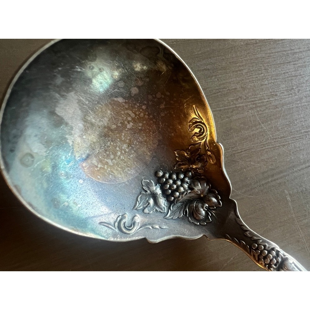 1881 Rogers A1 Silverplate Sugar Shell Spoon Vintage Grape Pattern Silver
